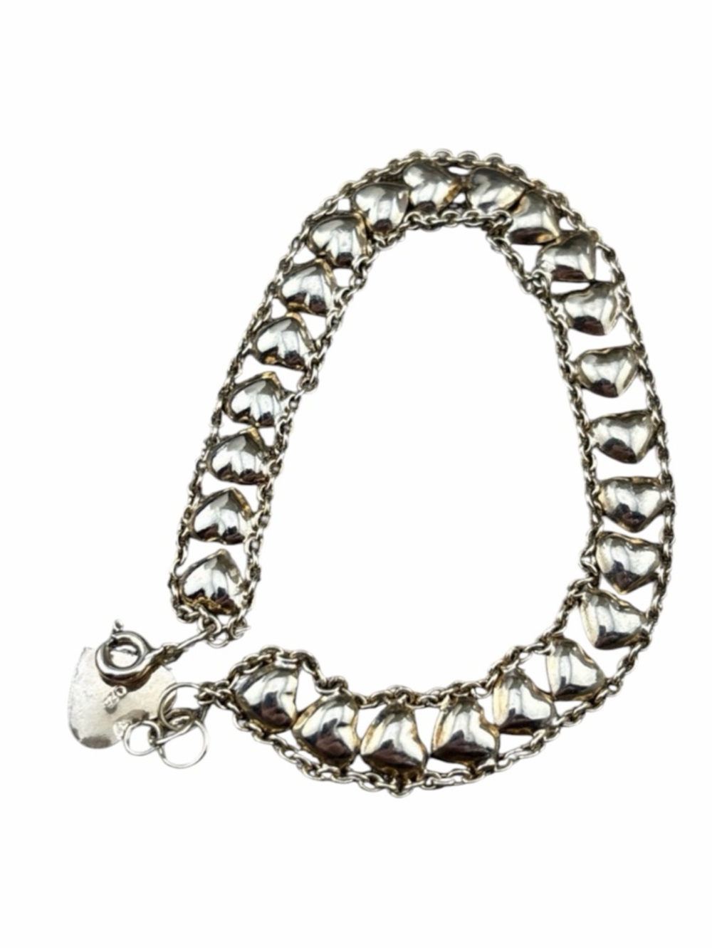 Vermeil Sterling Silver Puffed Heart Bracelet‎
